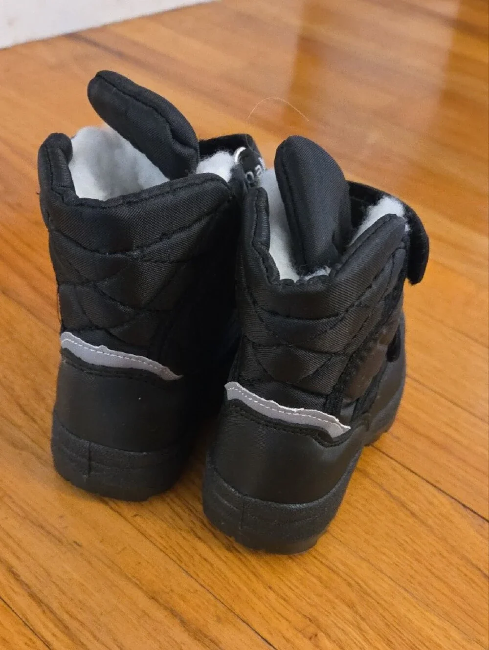 Kids Black Winter Boots with Faux Fur Lining